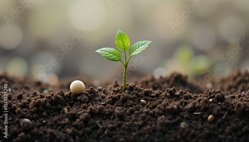 New Seedling Growing in Fertile Soil