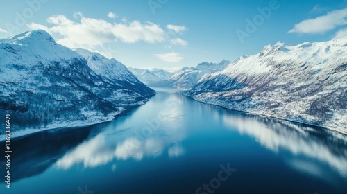 Wallpaper Mural Winter Fjord Landscape in Norway Torontodigital.ca