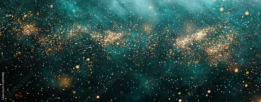 Obraz premium Teal and Gold Glitter Background Sparkling Texture for Design