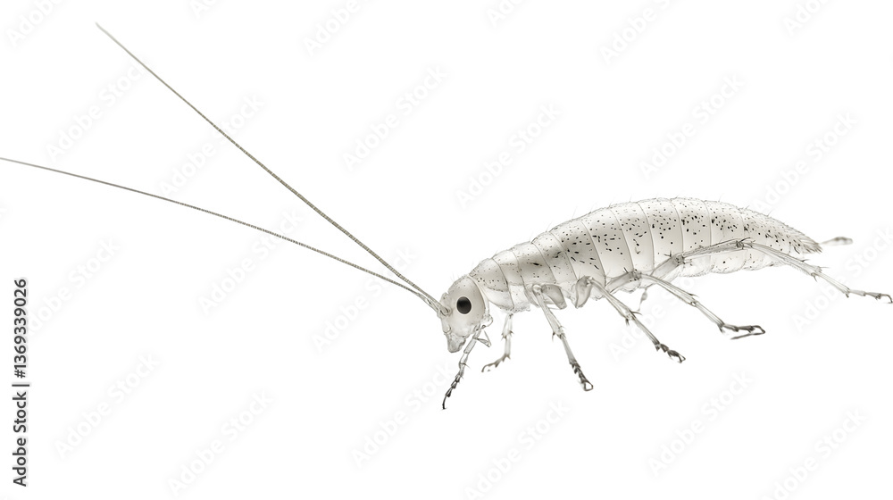Insect with Long Antennae on a Dark Background Detailed View of Exoskeleton High Contrast Ima Insect with Long Antennae on a Dark Background Detailed View of Exoskeleton High Contrast Ima