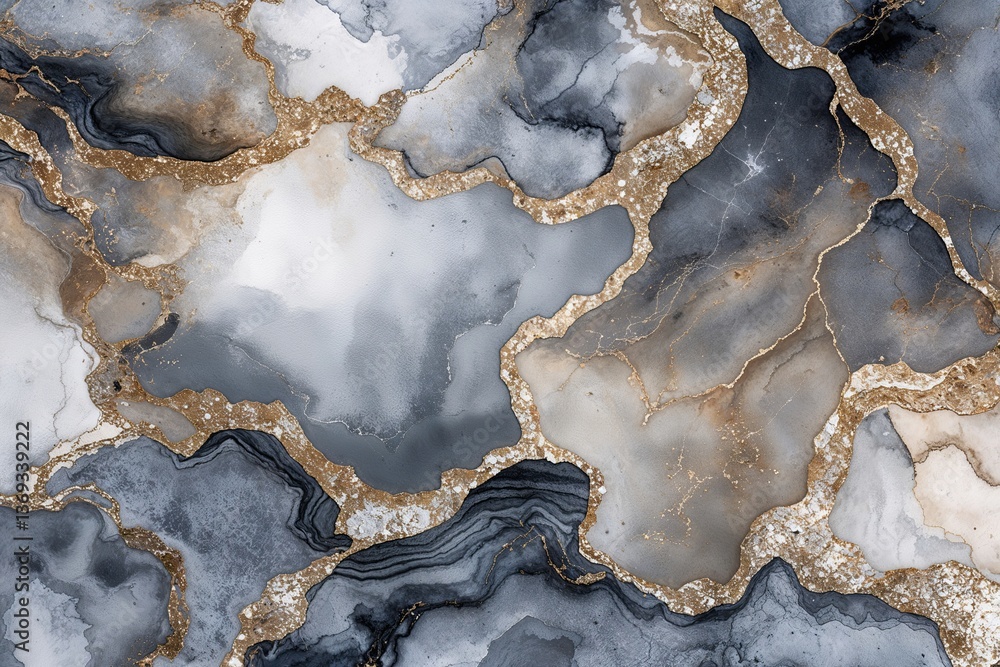 Obraz premium Elegant Watercolor Texture with Silver Accents and Detailed Granite Pattern for Luxurious Home Decor