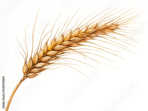 Dry ear of wheat isolated on white