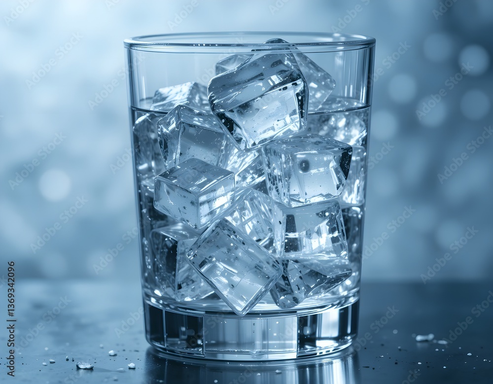 A glass with crystal-like ice cubes A glass with crystal-like ice cubes