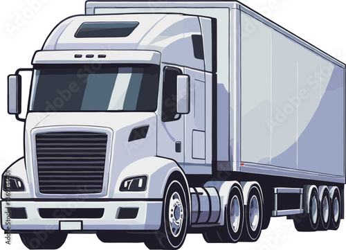 白い大型トラックのイラスト
