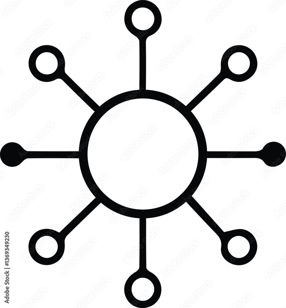 Abstract graphic design showing interconnected nodes in a spiral pattern. Abstract graphic design showing interconnected nodes in a spiral pattern.