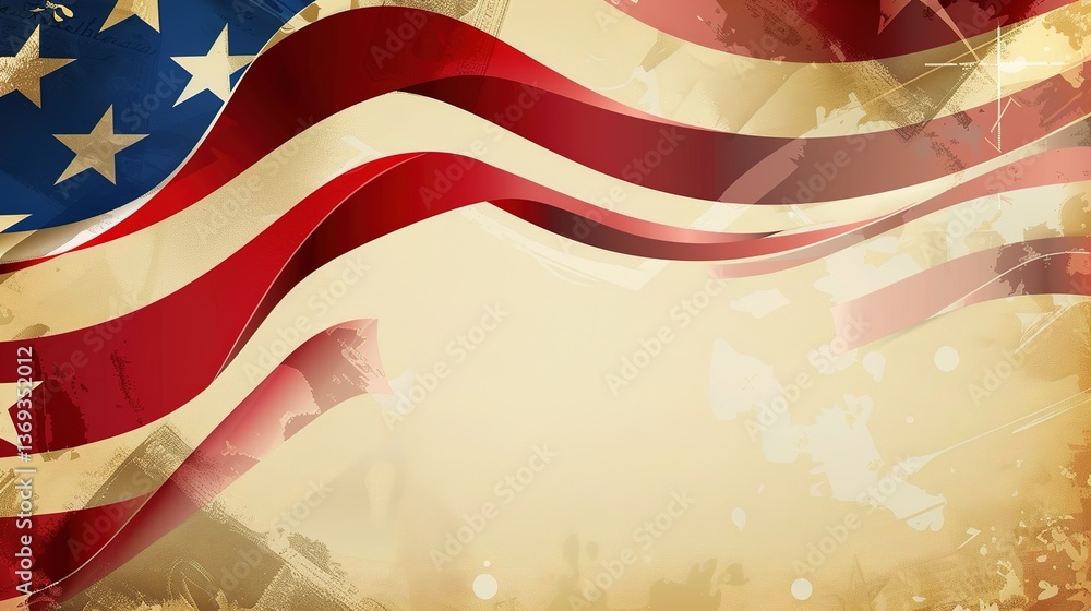 Naklejka premium Constitution Day Ribbon Background: Demonstrating the Majestic and Sacred Power of the Rule of Law of the Constitution with the Fluttering Ribbons