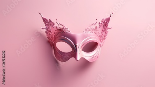 Delicate Pink Butterfly Mask isolated on beautiful pink Background