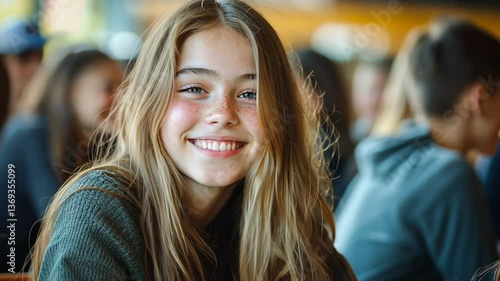 Wallpaper Mural A portrait of a happy teenage girl in school, looking at the camera and smiling Torontodigital.ca