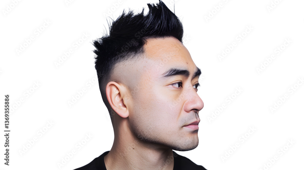 Profile View of a Man with Modern Hairstyle and Clean Shaven Face Ideal for Portraits Profile Profile View of a Man with Modern Hairstyle and Clean Shaven Face Ideal for Portraits Profile