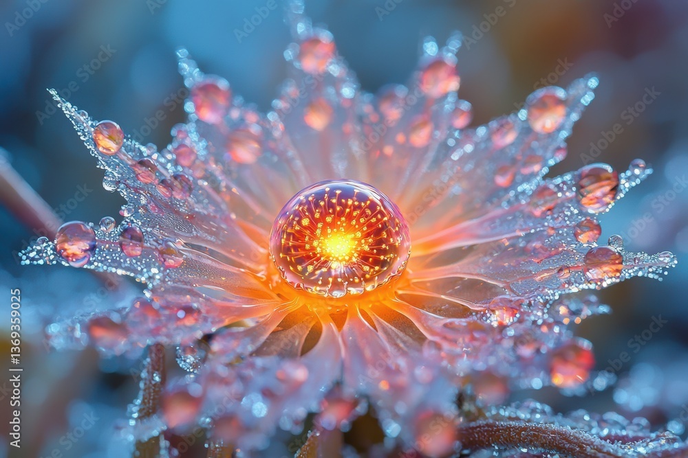 Fototapeta premium Enchanting Dewdrop Flower A Macro Photography Masterpiece