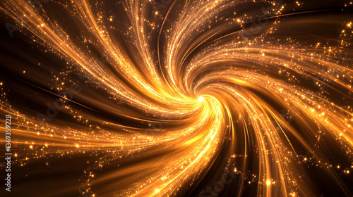 Golden Vortex of Light: Abstract Swirling Energy