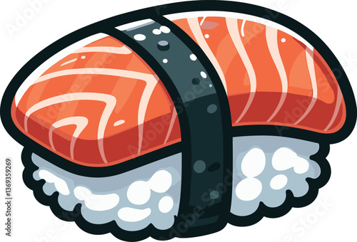 1つのサーモンの握り寿司のイラスト
