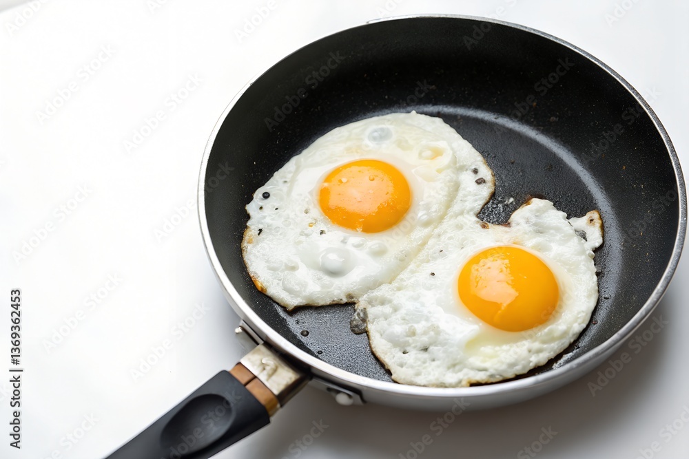 flat lay fried eggs in a frying pan flat lay fried eggs in a frying pan