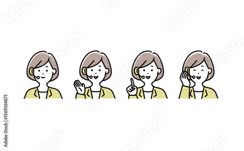 女性オペレーターのシンプルなベクターイラストセット