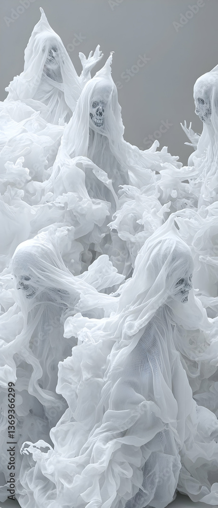 White Abstract 3D Sculptures in a Gray Background White Abstract 3D Sculptures in a Gray Background