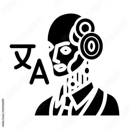 Virtual Interpreter Vector Glyph Icon Design