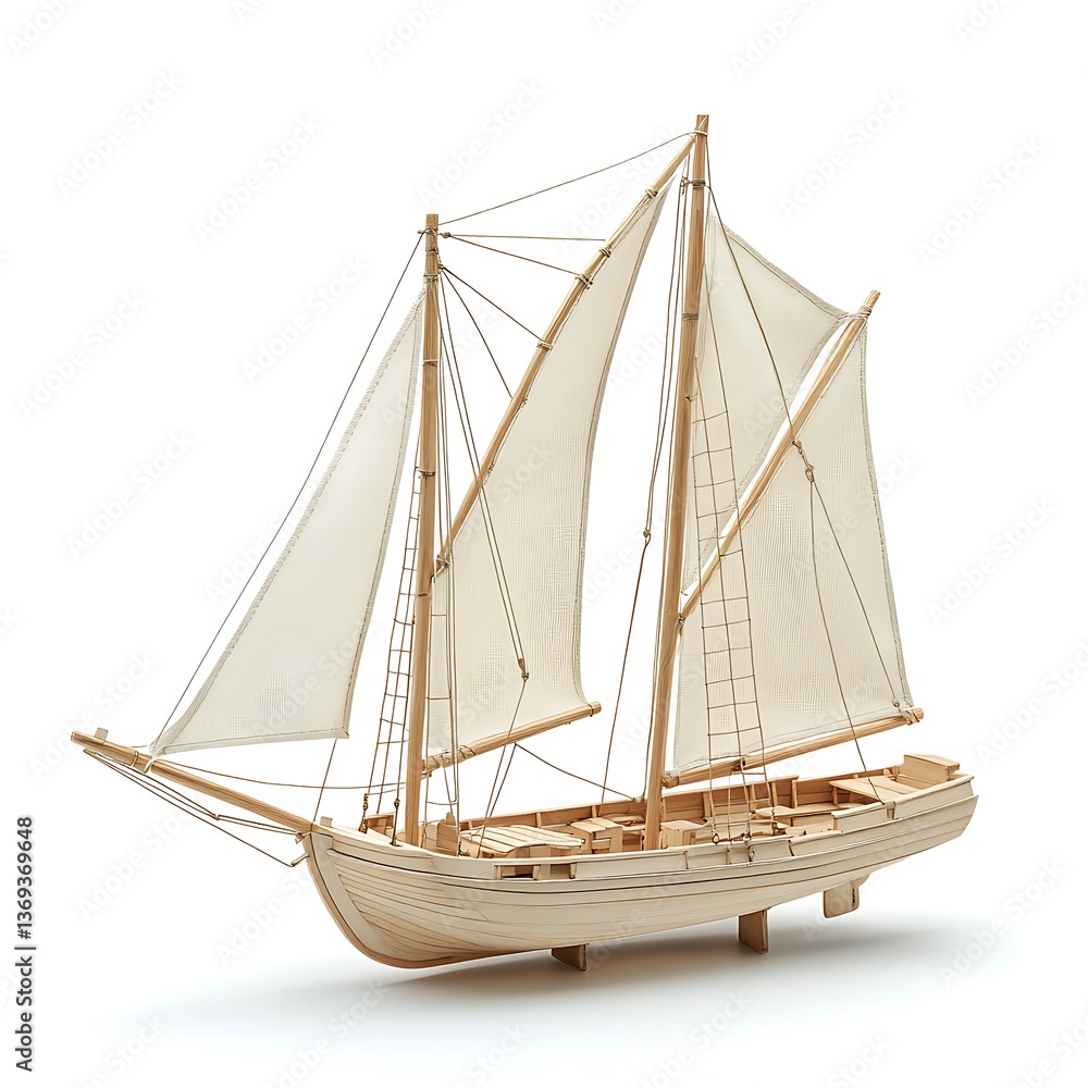 Obraz premium Wooden Sailing Ship Model.