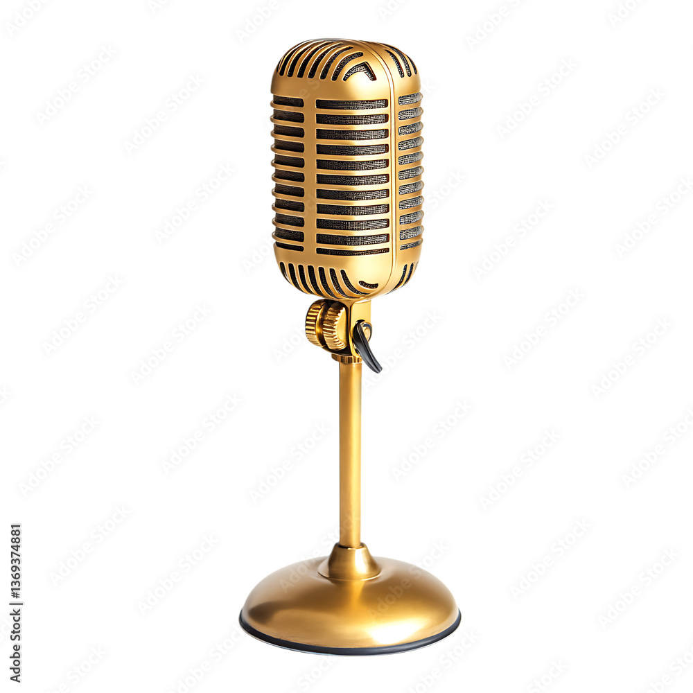 Fototapeta premium Vintage gold microphone png
