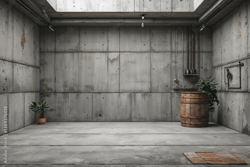 Minimalist Industrial Concrete Landscape with Textured Elements Minimalist Industrial Concrete Landscape with Textured Elements