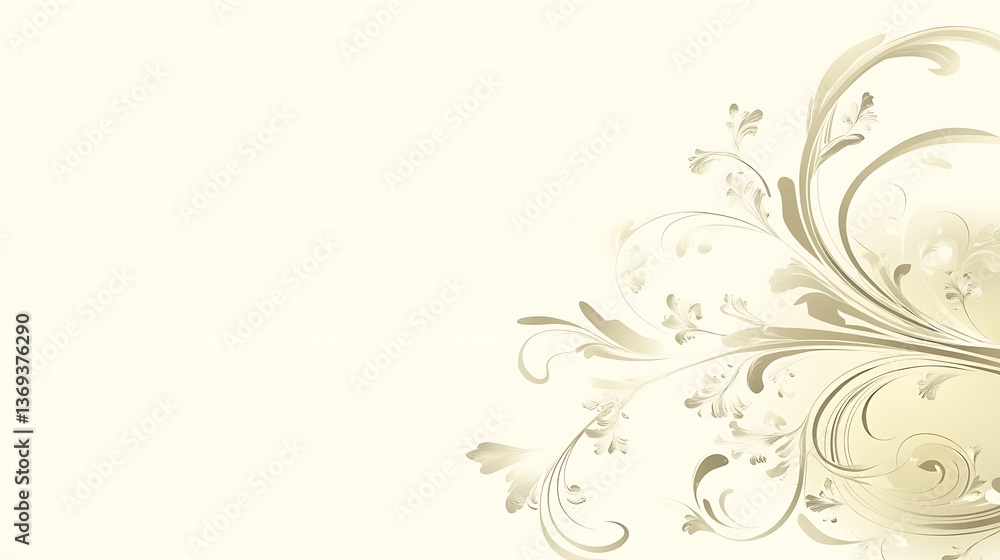 Elegant decorative floral design appearing on light yellow background space Elegant decorative floral design appearing on light yellow background space