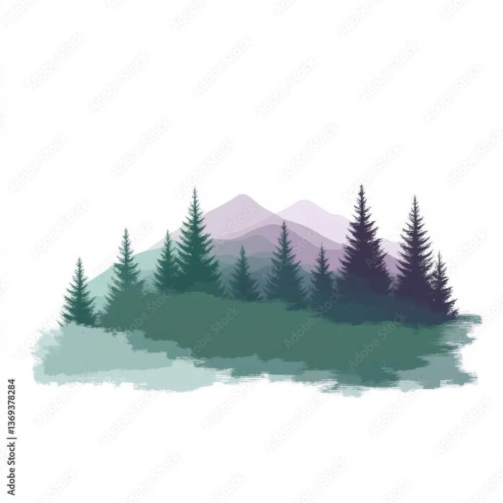 Obraz premium Majestic mountain landscape surrounded by lush pine forest nature scene tranquil environment aerial view inspiration for outdoor enthusiasts