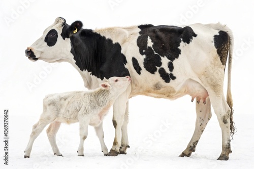 Holstein cow with her calf