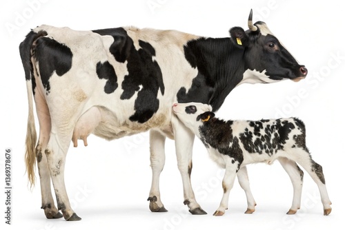 Holstein cow with her calf