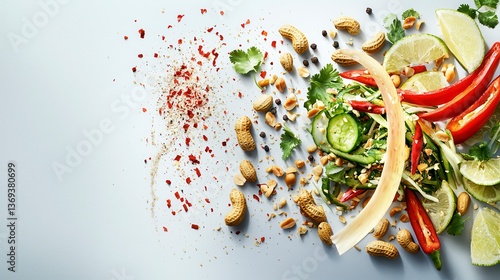 Spicy Peanut Salad Ingredients Exploding