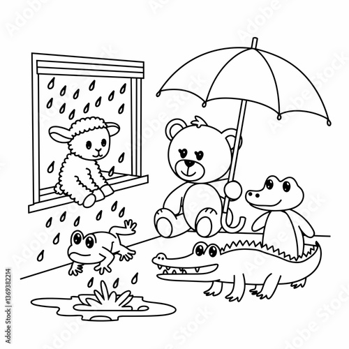 kdp cover, cover, book cover, cartoon illustration, cute coloring book cover, cute kids illustration, cartoon cover, kawaii coloring, easy and bold, kawaii cover, cozy, cozy cover, fuzzy, hygge, color