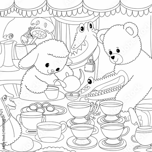 kdp cover, cover, book cover, cartoon illustration, cute coloring book cover, cute kids illustration, cartoon cover, kawaii coloring, easy and bold, kawaii cover, cozy, cozy cover, fuzzy, hygge, color