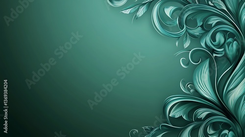 Elegant floral design with swirling patterns and a green gradient