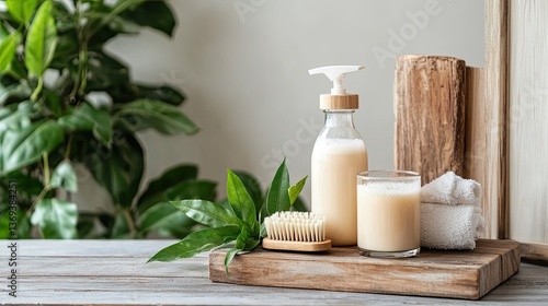 Natural Skin Care Products with Greenery and Rustic Elements