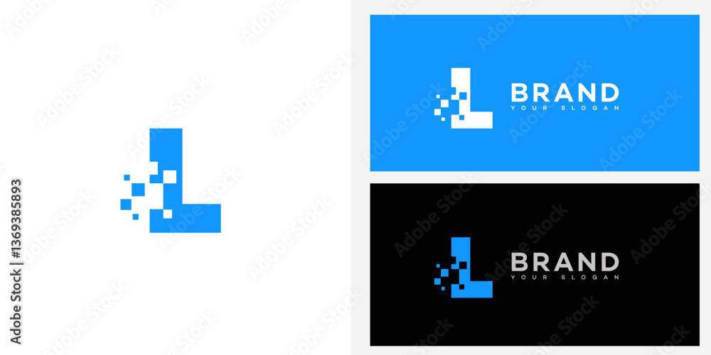 Digital Letter L Logo Design Pixelated, Blue, Modern Brand Digital Letter L Logo Design Pixelated, Blue, Modern Brand
