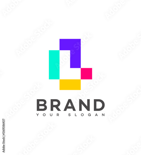 Colorful Pixelated Letter L Logo Design Brand Identity