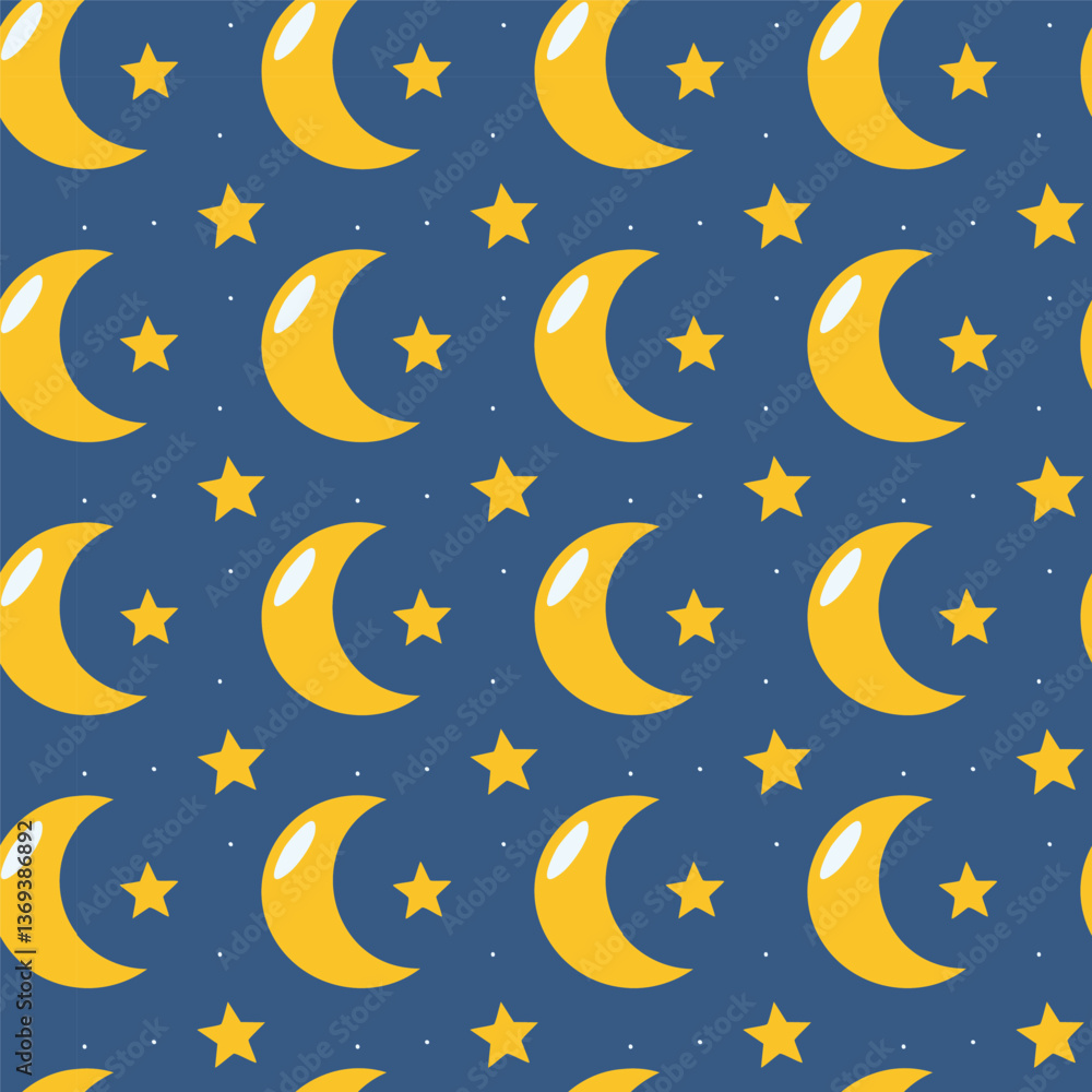 Naklejka premium Moon seamless pattern background with stars vector