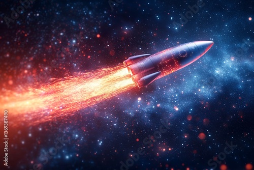 Wallpaper Mural Space rocket launching through starry galaxy with fiery trail Torontodigital.ca