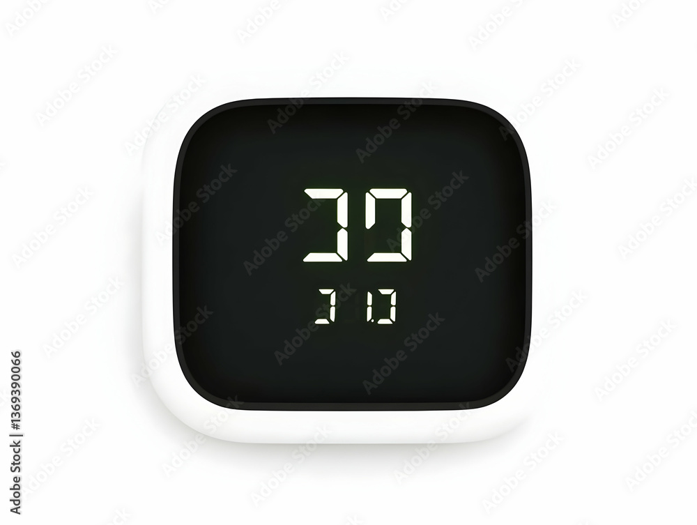 3D Render of a White Digital Clock Displaying 10:10