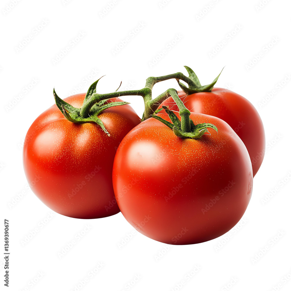 High resolution Tomato Fresh and ripe tomatoes, showcasing vibrant red color and healthy green stems. High resolution Tomato Fresh and ripe tomatoes, showcasing vibrant red color and healthy green stems.