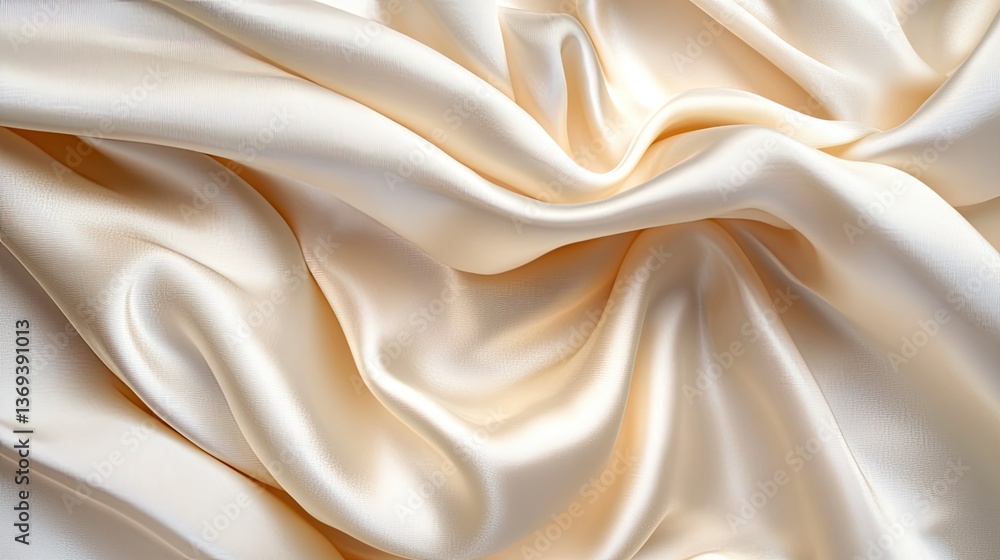 Soft Cream Satin Fabric with Elegant Drapery and Smooth Texture Soft Cream Satin Fabric with Elegant Drapery and Smooth Texture