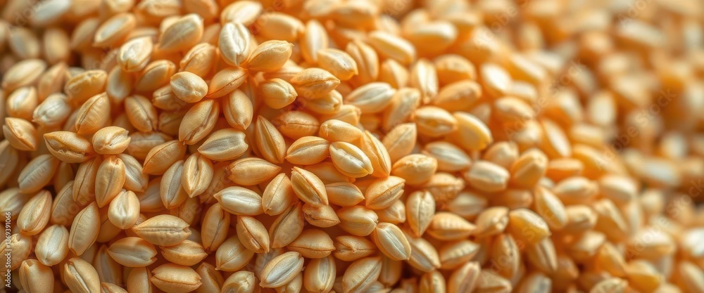 Close-up of whole grain wheat kernels, showcasing texture and color, wheat berry, crop Close-up of whole grain wheat kernels, showcasing texture and color, wheat berry, crop