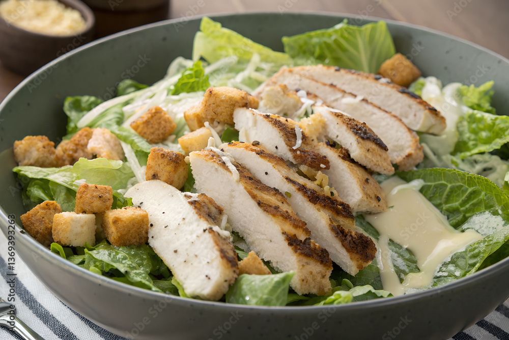 Classic Chicken Caesar Salad with Parmesan, Croutons, and Dressing Classic Chicken Caesar Salad with Parmesan, Croutons, and Dressing