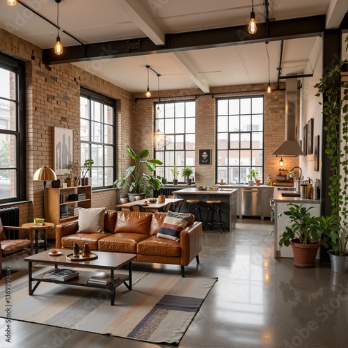 Wallpaper Mural Open-concept loft with brick walls Torontodigital.ca