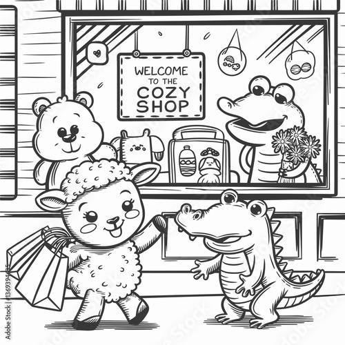 kdp cover, cover, book cover, cartoon illustration, cute coloring book cover, cute kids illustration, cartoon cover, kawaii coloring, easy and bold, kawaii cover, cozy, cozy cover, fuzzy, hygge, color