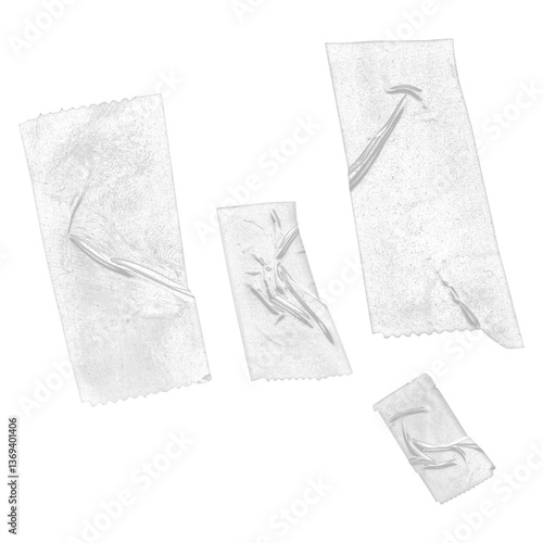Transparent Tape Pieces on Black Background Adhesive Strips Texture Design Element