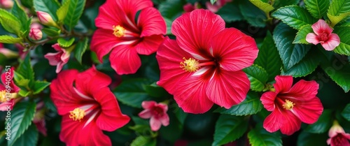 Intricate hibiscus flower border, vibrant petals and lush green leaves, plant, illustration, yellow