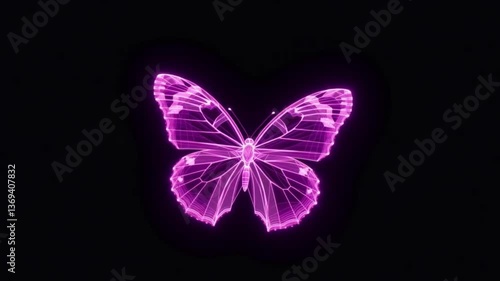 Neon Butterfly: Geometric Elegance in a Dark Digital Realm