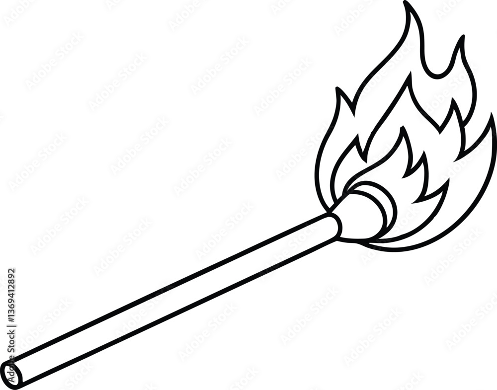 match outline coloring book page, match line art vector match outline coloring book page, match line art vector