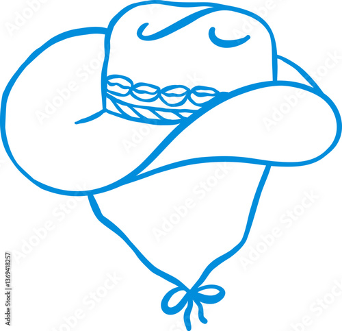 Coastal Cowgirl Cowboy Hat Seashell in Disco ball Outline Playful Hand Draw