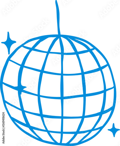 Coastal Cowgirl Disco ball Outline Playful Hand Draw