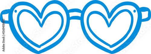 Cute Heart Shape Glasses Outline Playful Hand Draw